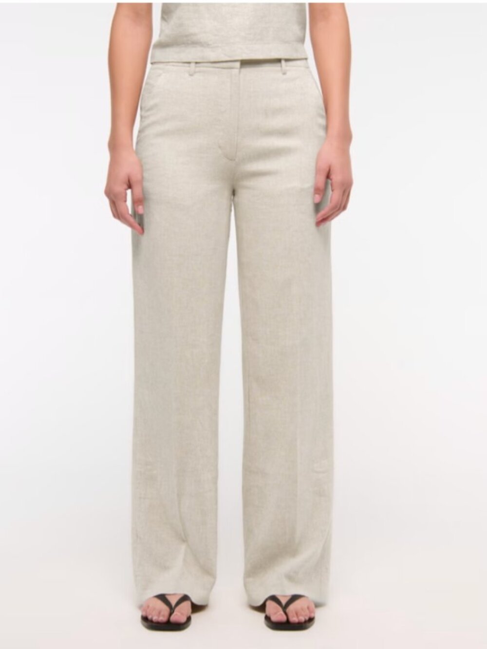Abercrombie & Fitch Tailored Linen-Blend Wide Leg Pant Oatmeal 24 Short